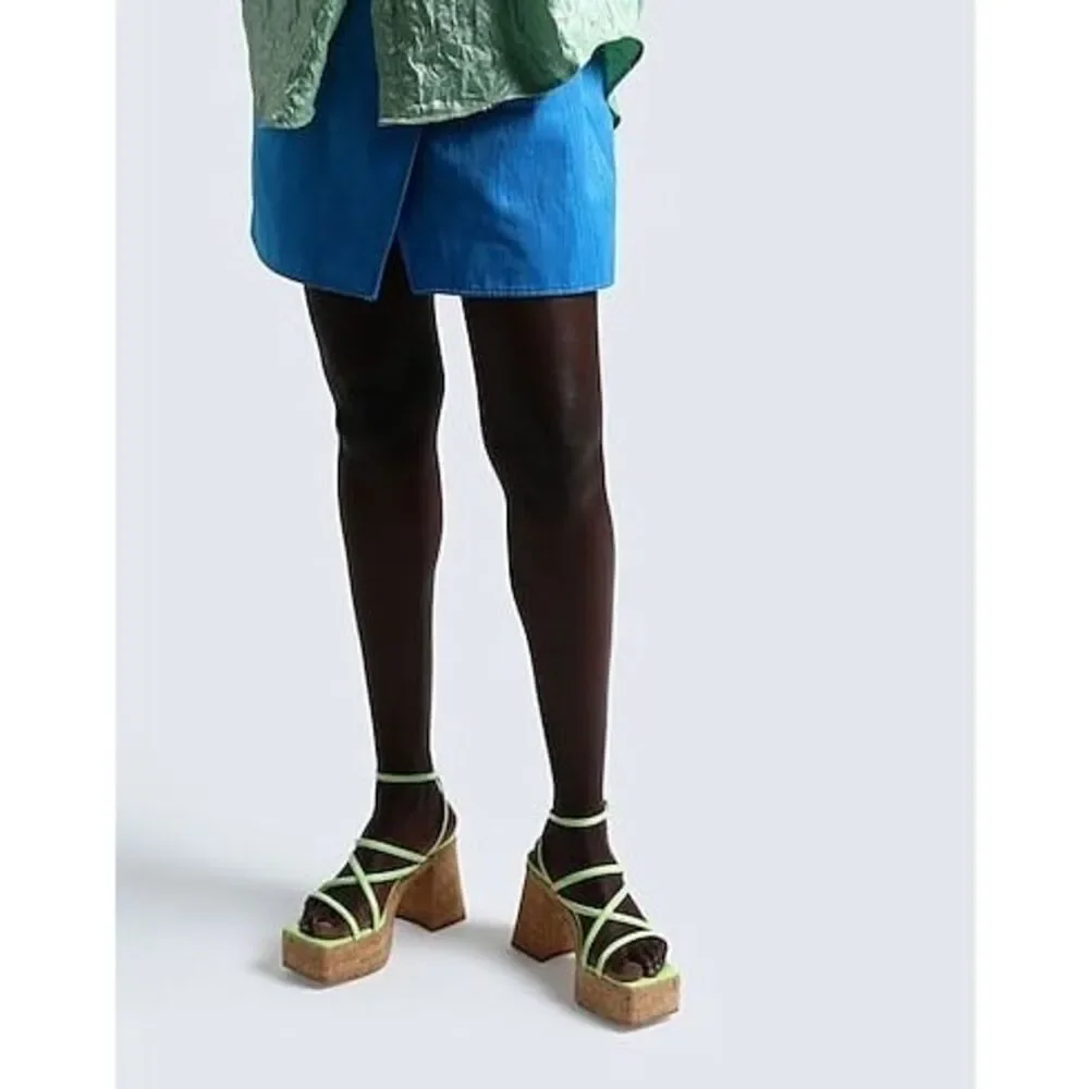 8 by YOOX CORK HEEL SANDALS Size EU 40 US 10 Acid Green - Picture 4 of 12